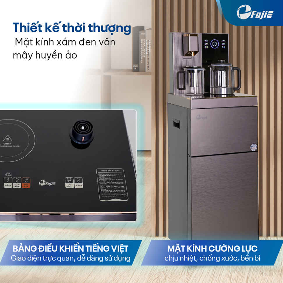 Cây nước nóng lạnh bàn trà có ngăn hỗ trợ khử khuẩn UV FujiE TB238UV